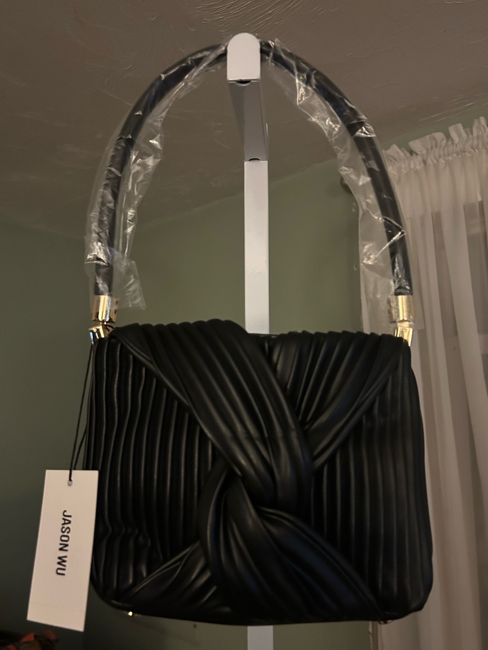 Jason Wu Pleated Knot Box Handle Bag in Black